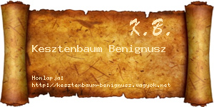 Kesztenbaum Benignusz névjegykártya